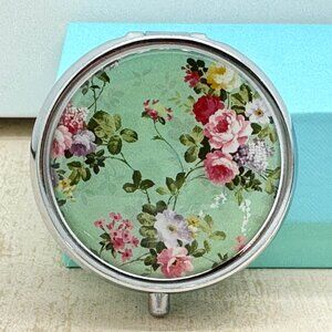 Flower Daily Round Pill Box Organizer Vitamin Containers On-The-Go Traveling